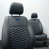 eZee Stoelbekleding Volkswagen Caddy MK3,MK4 Zwart Hexagon blauw stiksel (voorraadmodel)